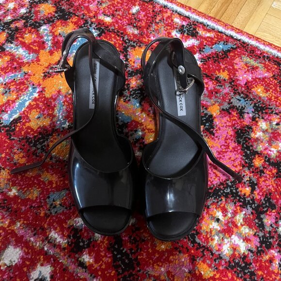 NWOT Melissa Patrick Cox Jelly Sandals w Liquid Heel Hearts Glitter, Scented, 6 - Picture 5 of 7